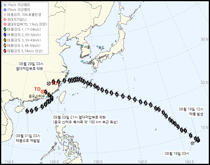 제 18호 태풍 사우델(SAUDEL) 발생 경로